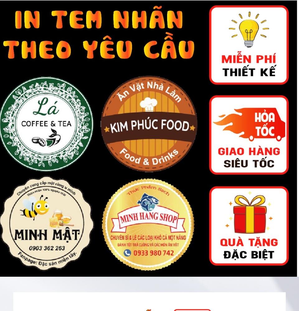 In tem nhãn giấy, sticker, decan trong, decal nhựa chống nước thiết kế theo yêu cầu