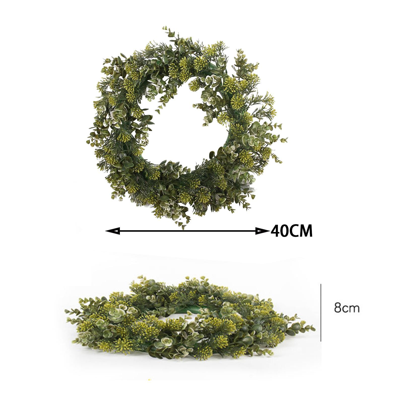Artificial Green Leaves Wreath Round 16 inch for Home Decor