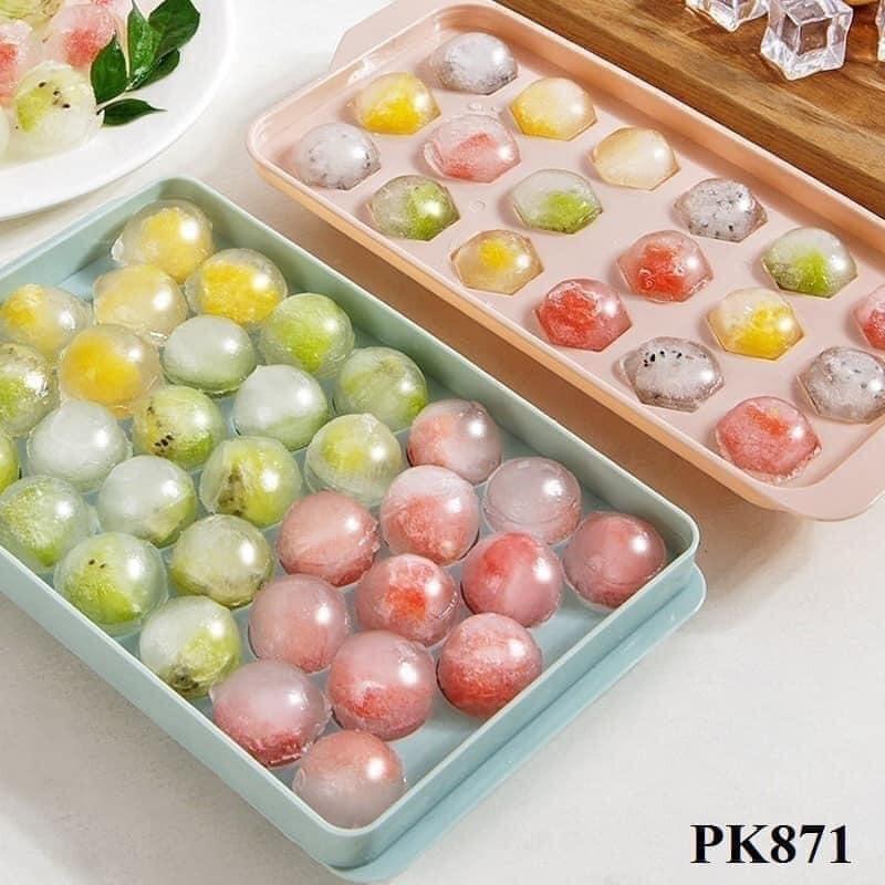 Set 5 Khay Làm Đá Bi Tròn 33 Viên - Khay Làm Đá Nhiều Sắc Màu, Làm Đá Hoa Quả