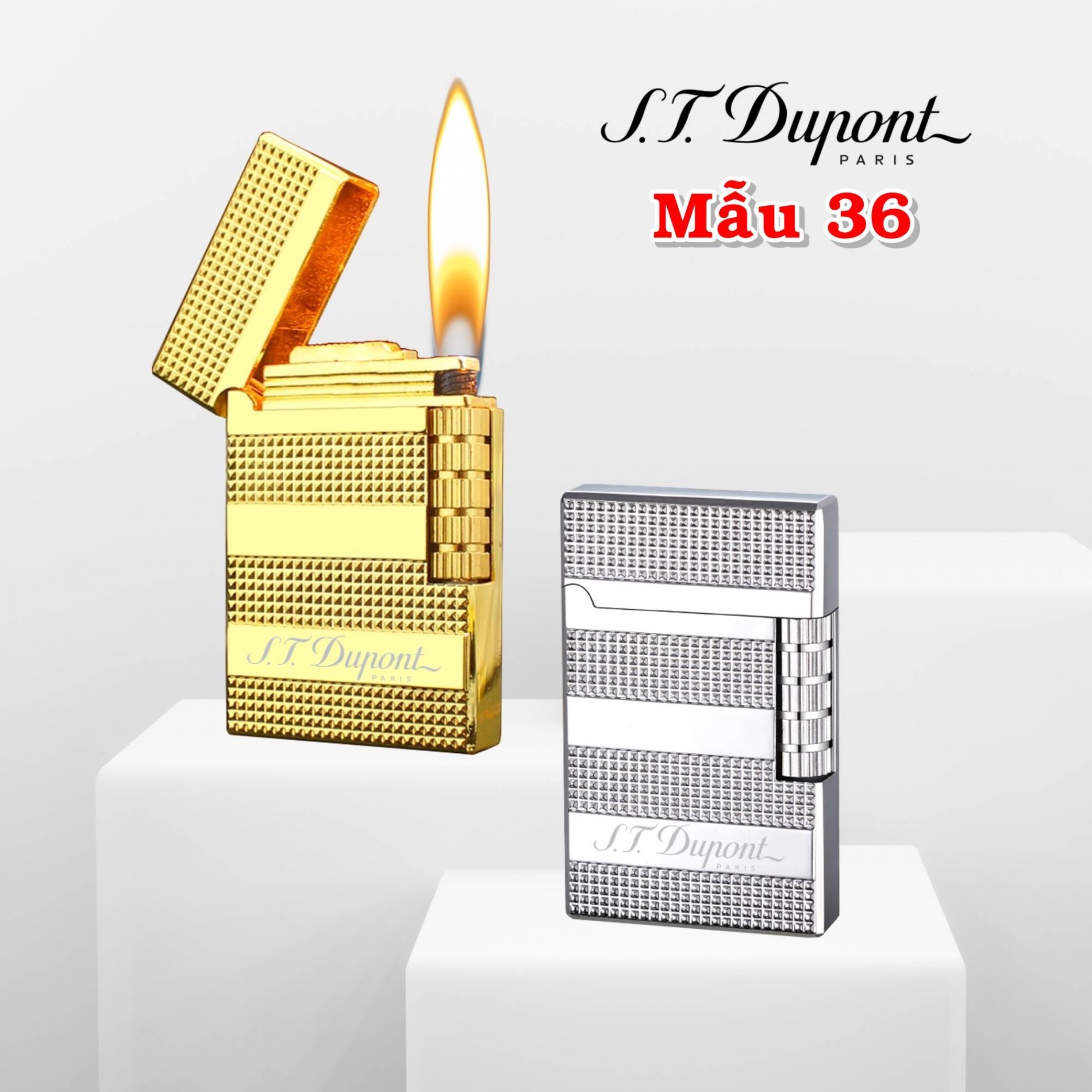Hột quẹt bật lửa Dupont vân kim cương 3 sọc ngang M36 - xài gas