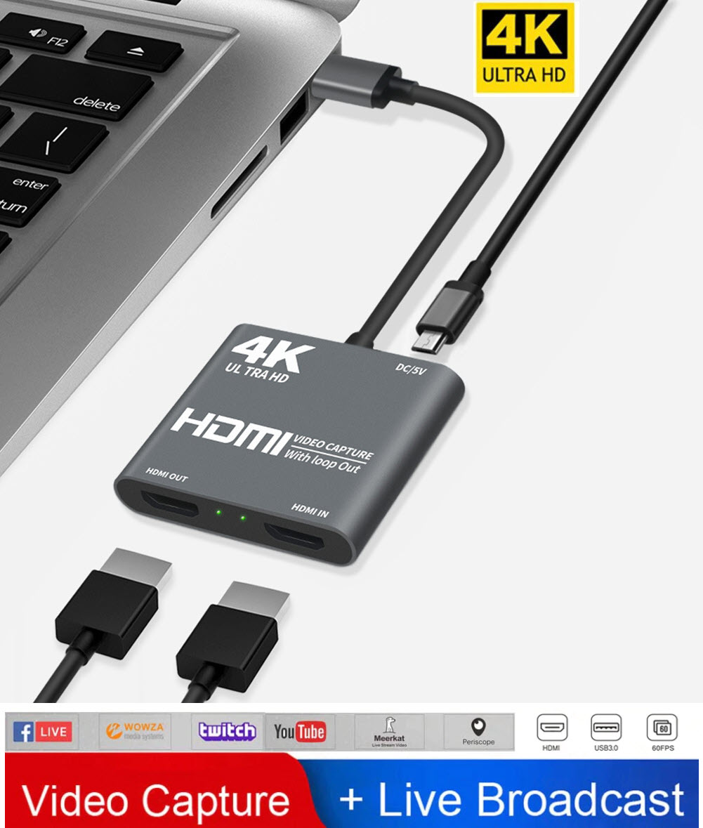 Cáp HDMI to USB 3.0 Video Capture Card 1080P 60FPS - Hỗ Trợ Live Stream, Ghi Hình Từ Điện Thoại, Camera, PS4, XBOX