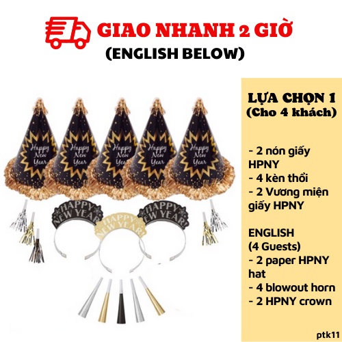 Bộ 10 nón tiệc Happy New Year Party Kit ptk11