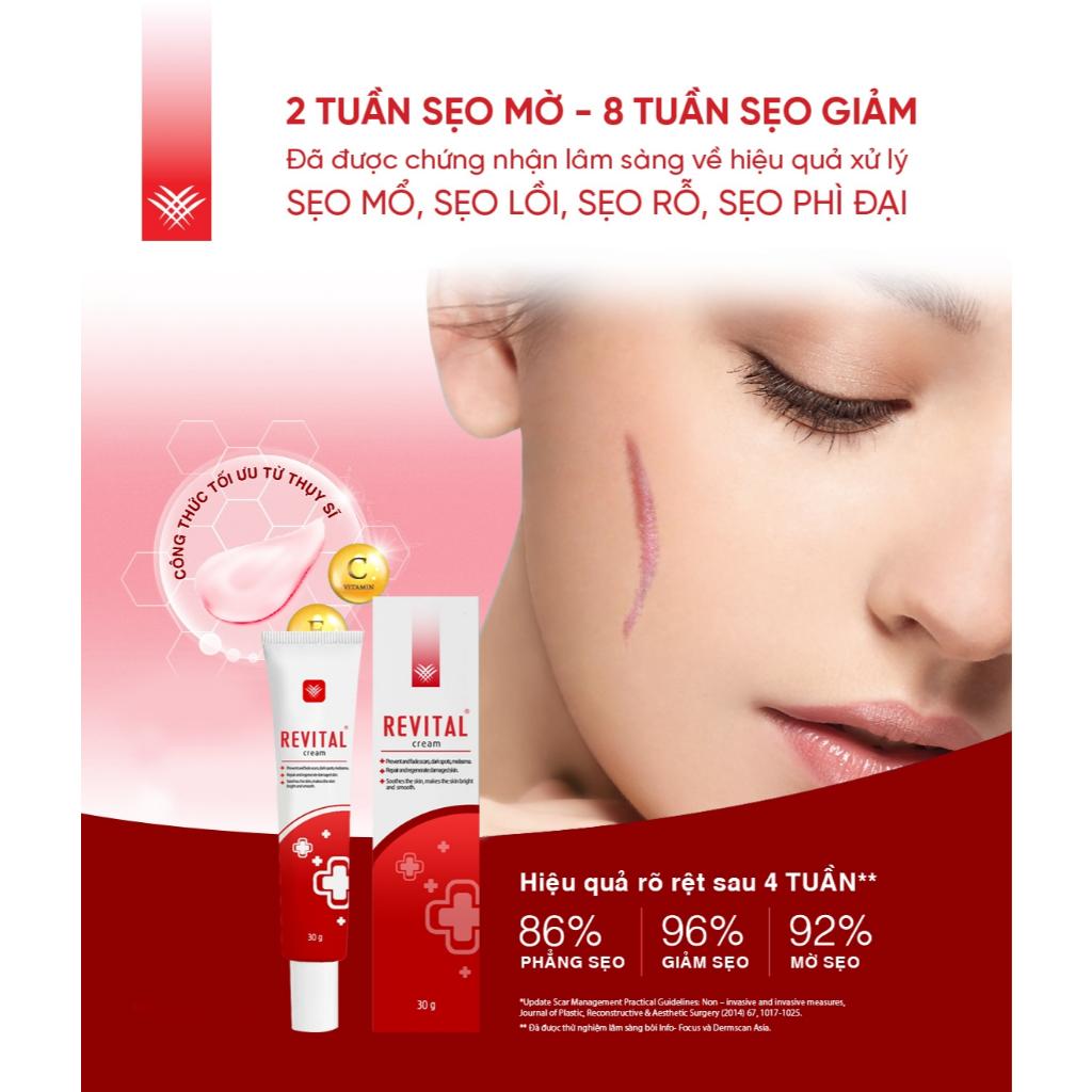 COMBO 2 Tuýp Kem Mờ Sẹo REVITAL 30g, Hỗ Trợ Làm Mờ Sẹo, Giúp Dịu Da Cho Làn Da Sáng Mịn, Hồng Hào