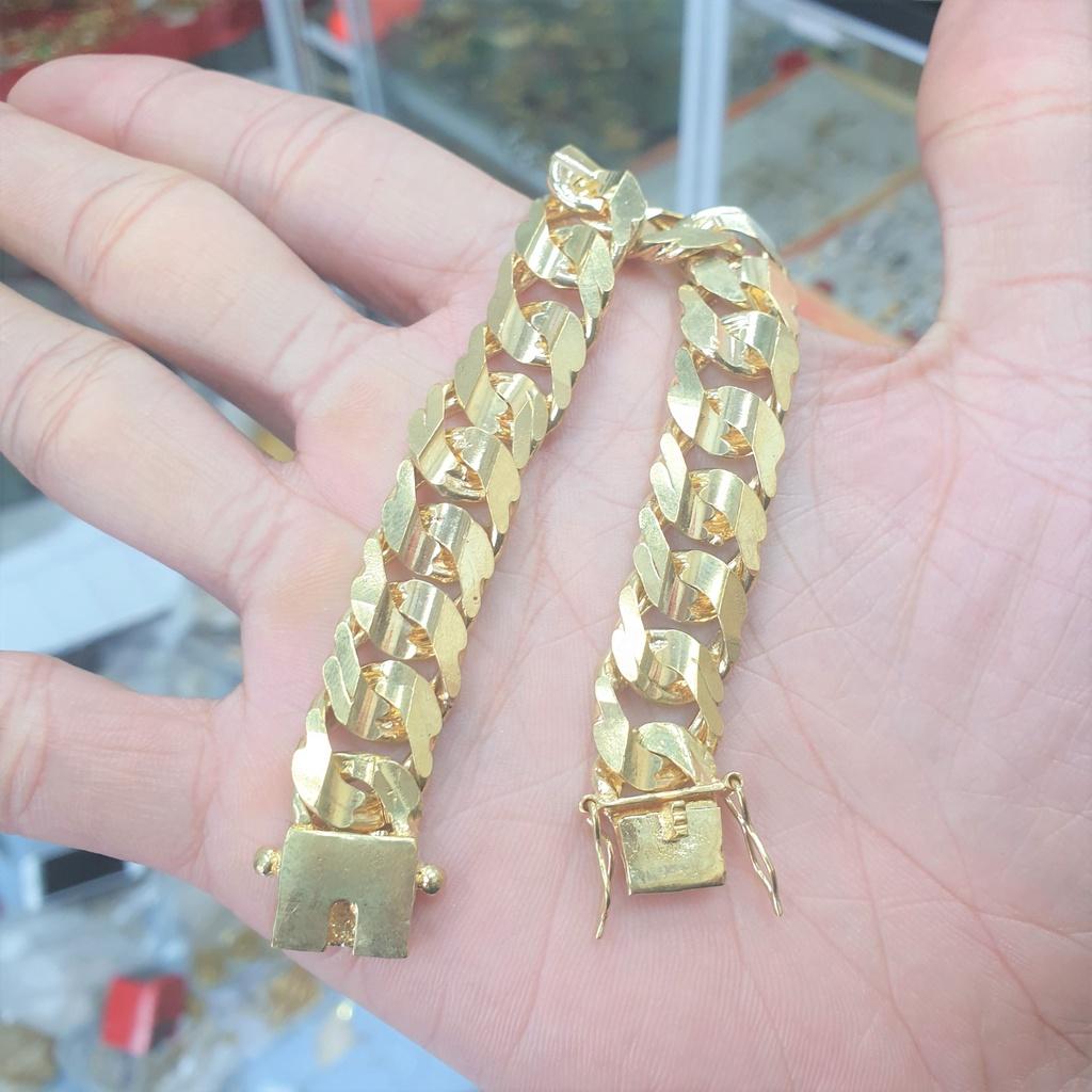Lắc Tay Nam Xích Dày Bản 1.3cm Vàng Vonfram Cao Cấp-Vòng Tay Dùng Tắm Rửa Không Phai