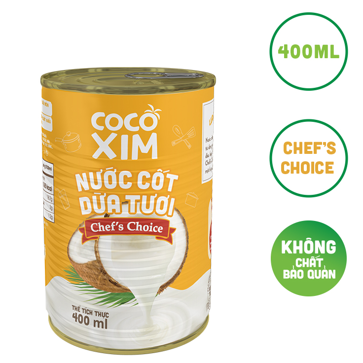 Lon Nước cốt dừa Chef's Choice Cocoxim dung tích 400ml/Hộp