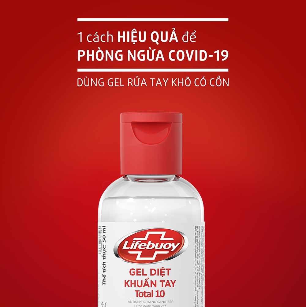 Combo 5 Gel Rửa Tay Khô Sạch Siêu Nhanh Lifebuoy Bảo Vệ Vượt Trội 10 (Chai Nắp 50ml)