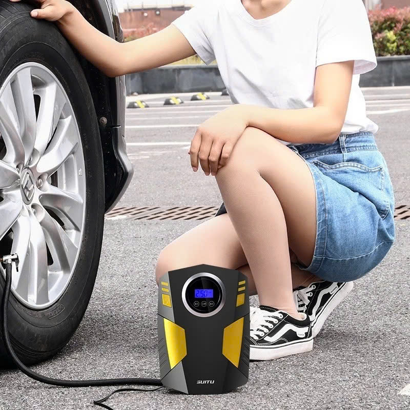 Bơm Lốp Ô Tô, Xe Máy Tự Ngắt Thông Minh – Đồng Hồ Áp Suất Số, Bơm Cực Nhanh, Chất Lượng Cao Cấp