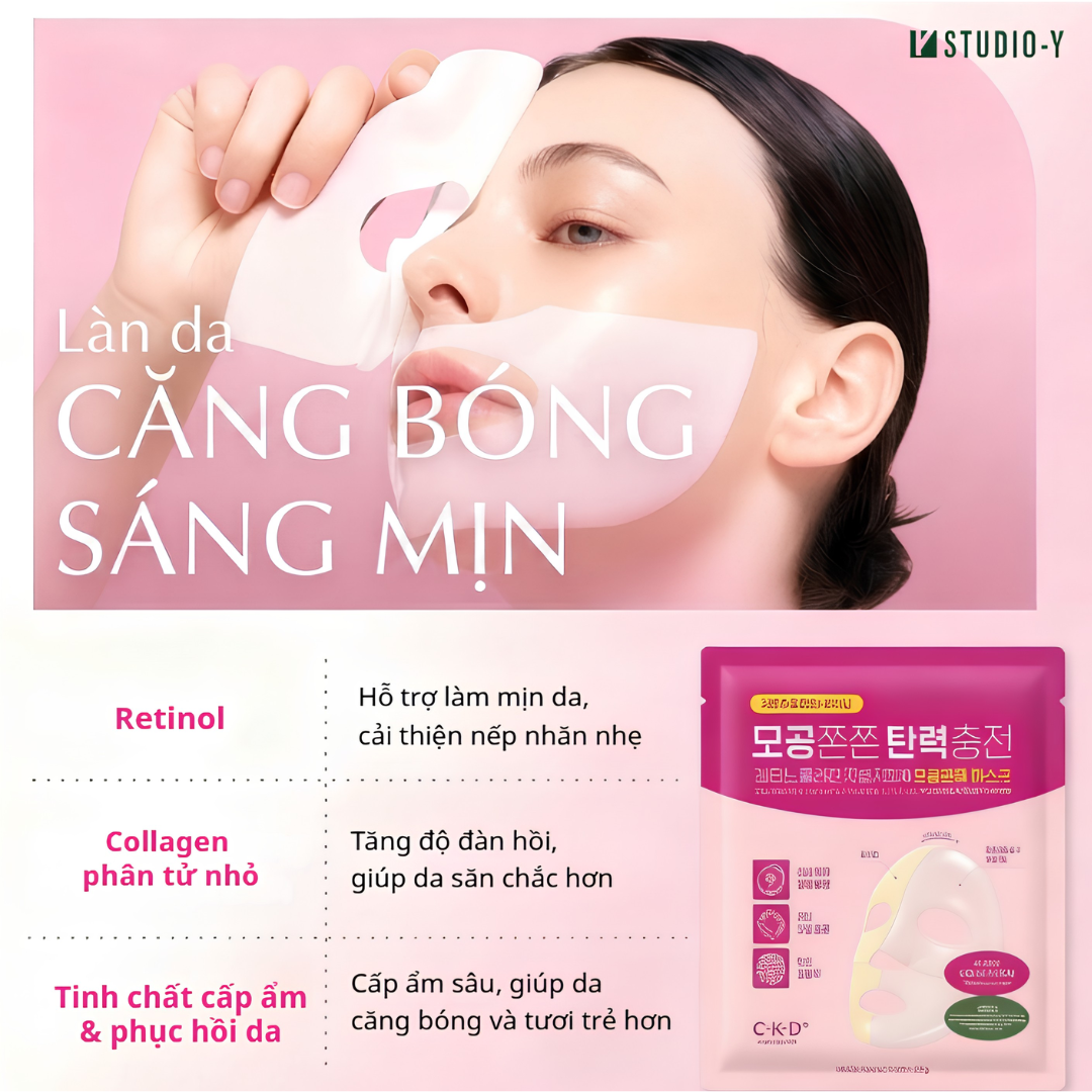 Mặt nạ thạch hỗ trợ giảm nếp nhăn CKD GUARANTEED Retino Collagen Small Molecule 300 Pore&amp;Elasticity Mask (5 miếng)