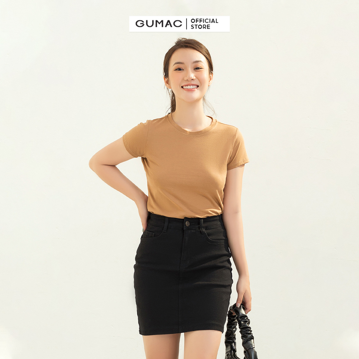 Chân váy jeans nữ GUMAC VJC03019 form A cơ bản trẻ trung