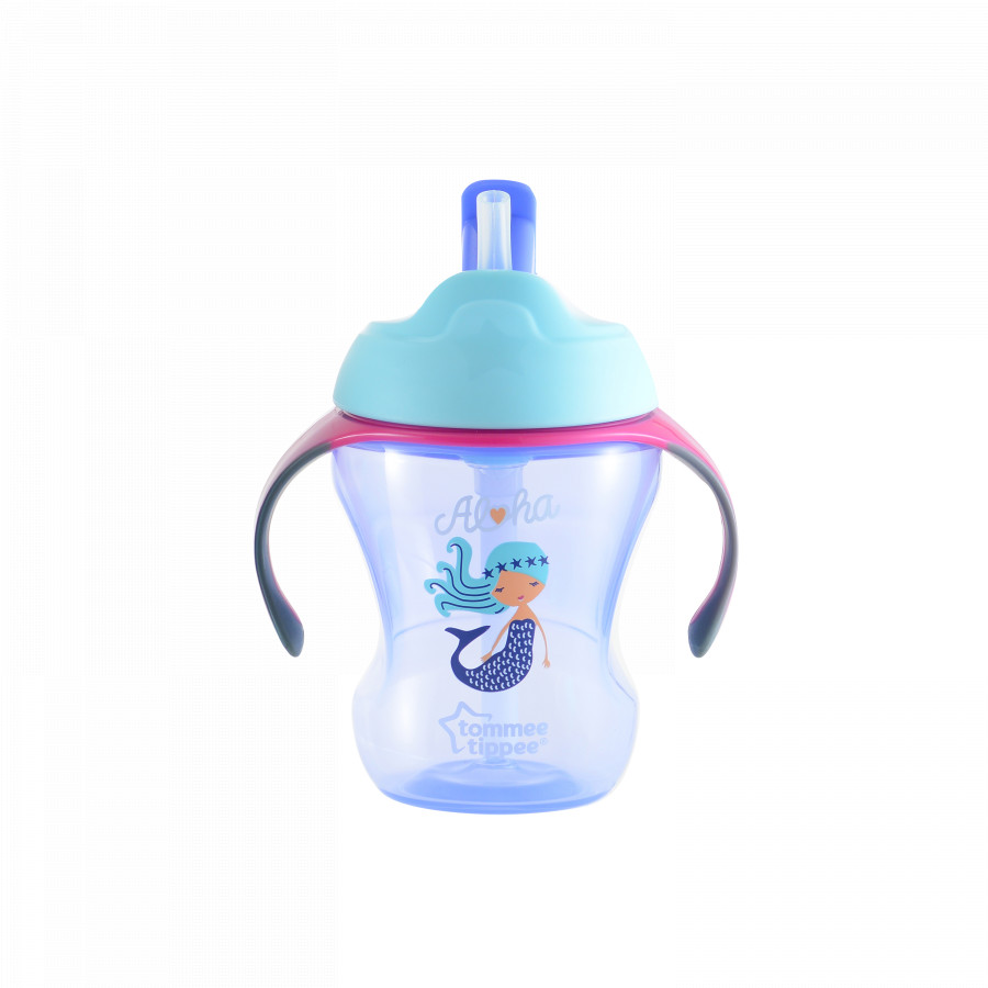 Bình tập uống có ống hút cho bé Tommee Tippee Training Straw 230ml từ 9 tháng - Tím