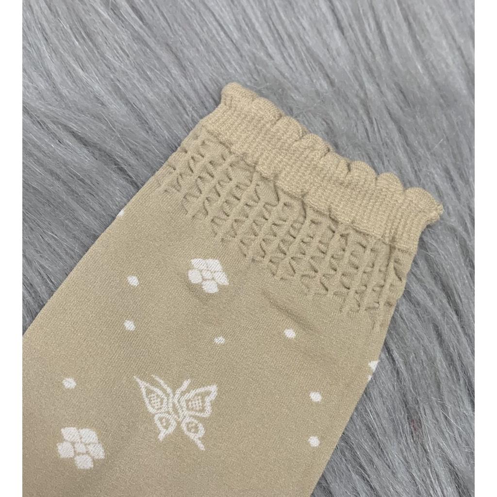 Combo 5 và 10 đôi vớ da , tất da , tất nữ , vớ nữ , cổ nhún , họa tiết bông chìm , thun cotton 100% co giãn tốt