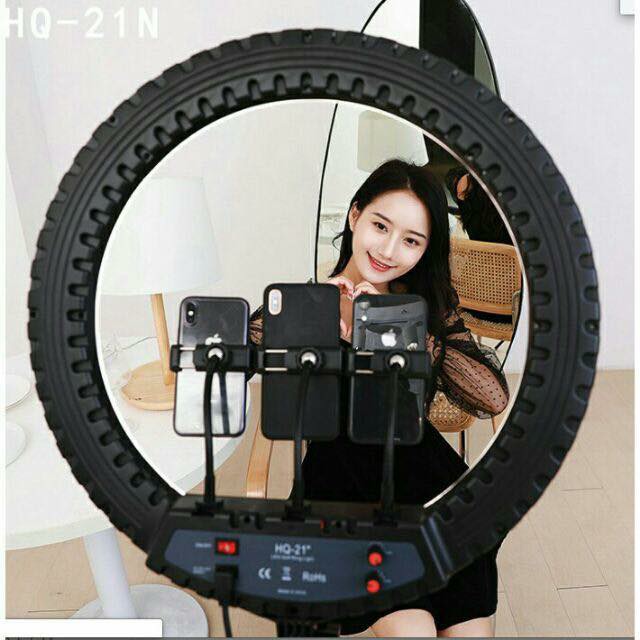 Đèn livestream 54cm HQ21N - Đèn trợ sáng 3 kẹp ĐT, size 21 inch - Công suất 72W, nhiệt độ màu 3200K đến 6000K - Cổng sạc USB cho điện thoại, remote điều khiển từ xa, túi đựng - Dành cho người bán hàng online, trang điểm, phun săm, chụp ảnh, spa, studio