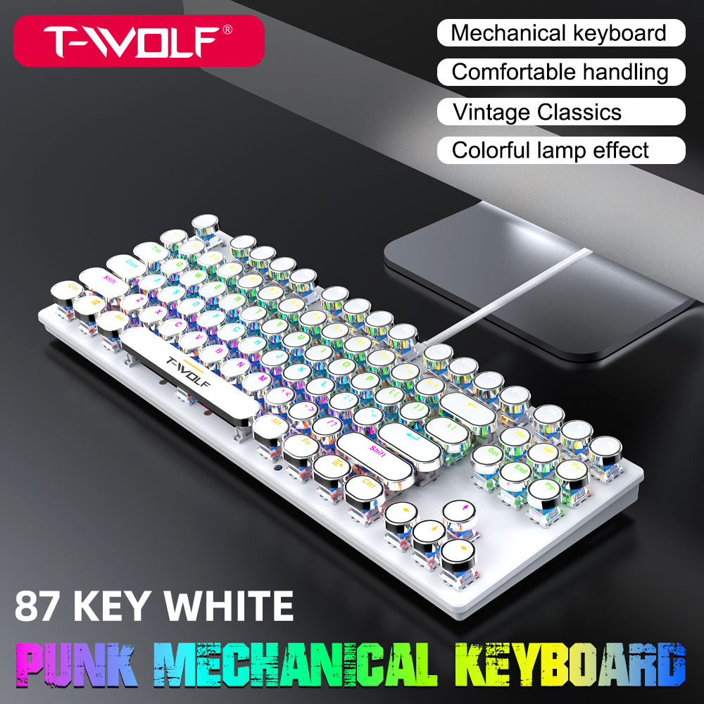 Bàn Phím Cơ T-WOLF T12 USB ( White/Black )- Hàng Chính Hãng