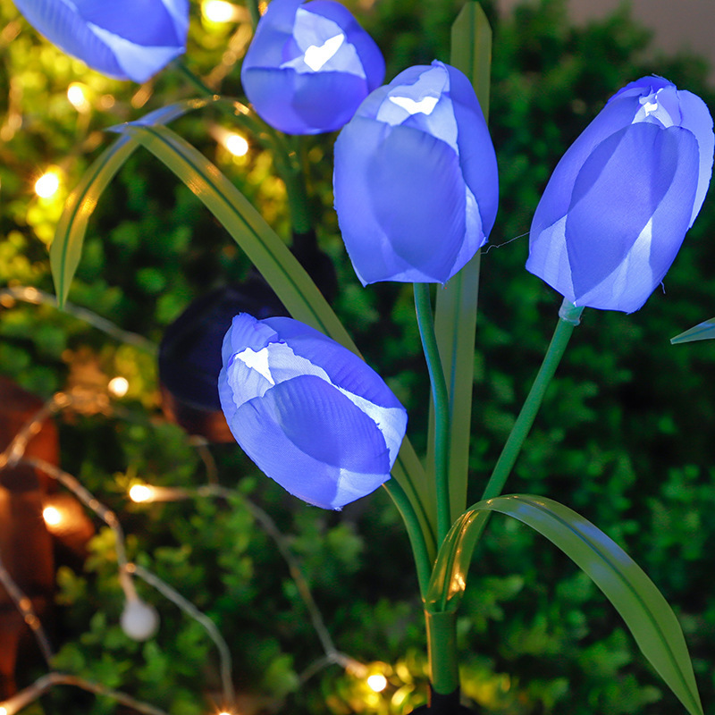 Đèn Trang Trí Năng Lượng Mặt Trời Hoa Tulip, Nhiều Màu Hồng - Xanh - Vàng, Trang Trí Quán Cafe, Quán Ăn - DA3002
