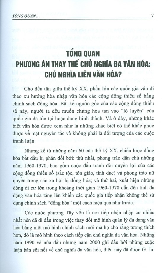 Chính Sách Đa Văn Hóa, Đa Quốc Tịch Và Liên Văn Hóa Trong Bối Cảnh Di Cư Toàn Cầu