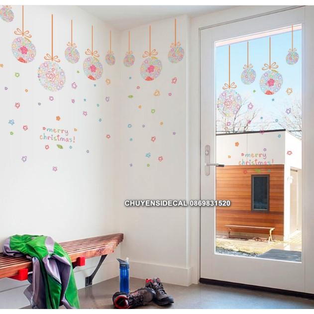 Decal trang trí tường Noel - Rèm Dây giáng sinh rối Loạn độc đáo