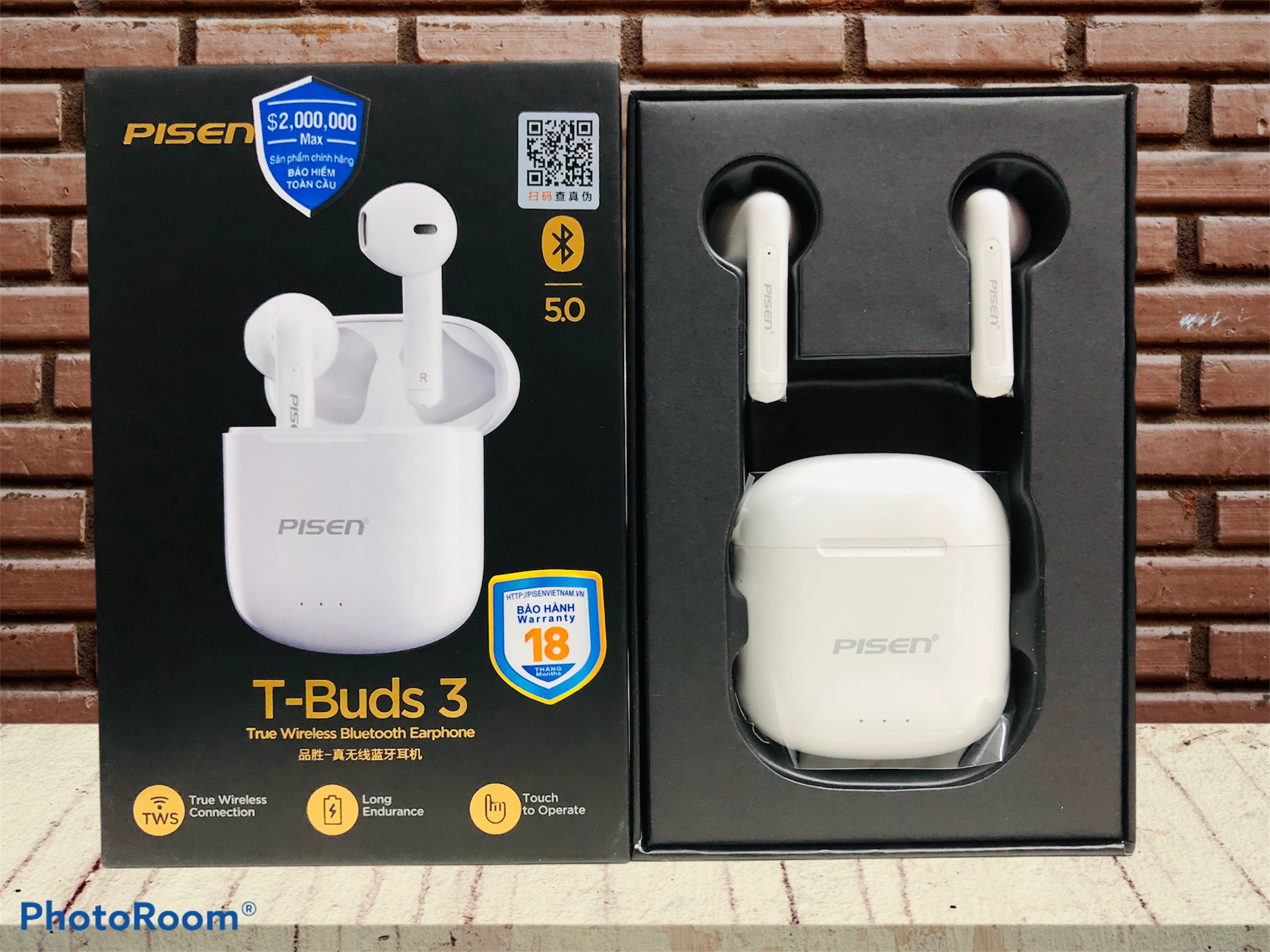 Tai nghe không dây PISEN True wireless T-buds3 ( T-Buds3) - Trắng _ Hàng chính hãng