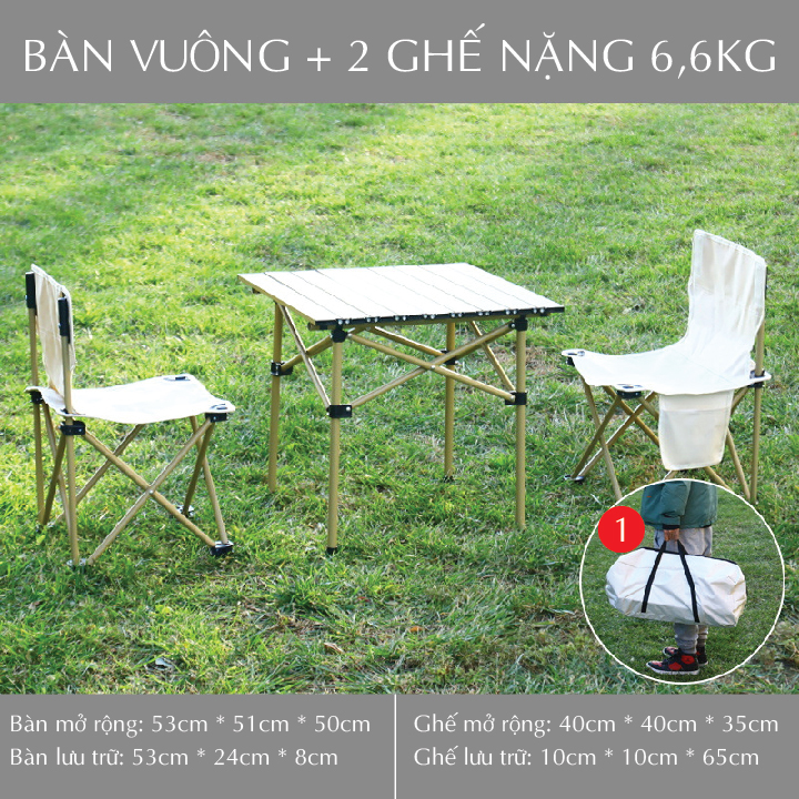 Bộ bàn ghế dã ngoại 6 ghế,cắm trại, du lịch, picnic, bàn xếp, ghế gấp gọn, mặt bàn 95x57cm, ghế xếp 40x40cm,kèm tùi đựng