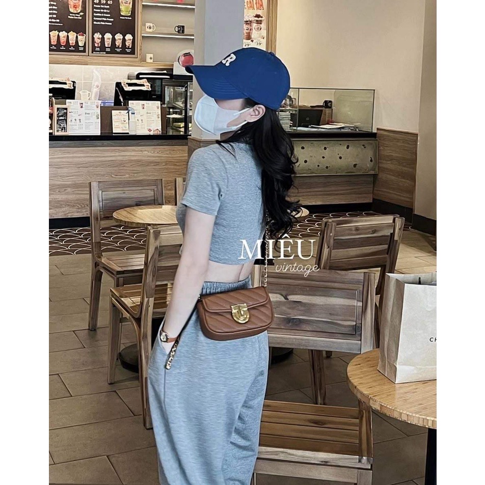 Set Bộ Áo Croptop Quần Jogger Nữ