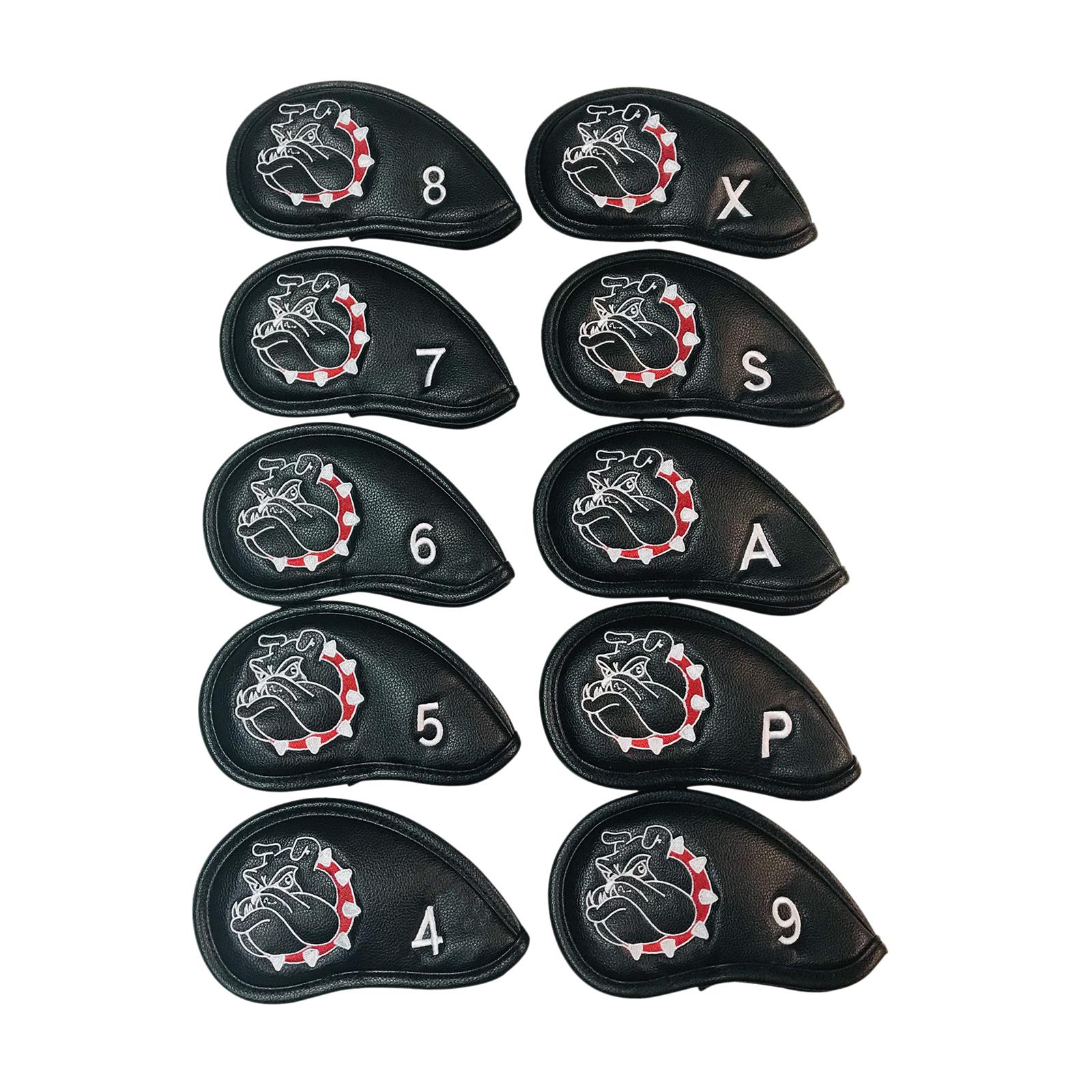 10Pcs/Pack PU Golf Iron Covers Set Golf Club Head Cover Fit Most Irons, 17x9.6cm