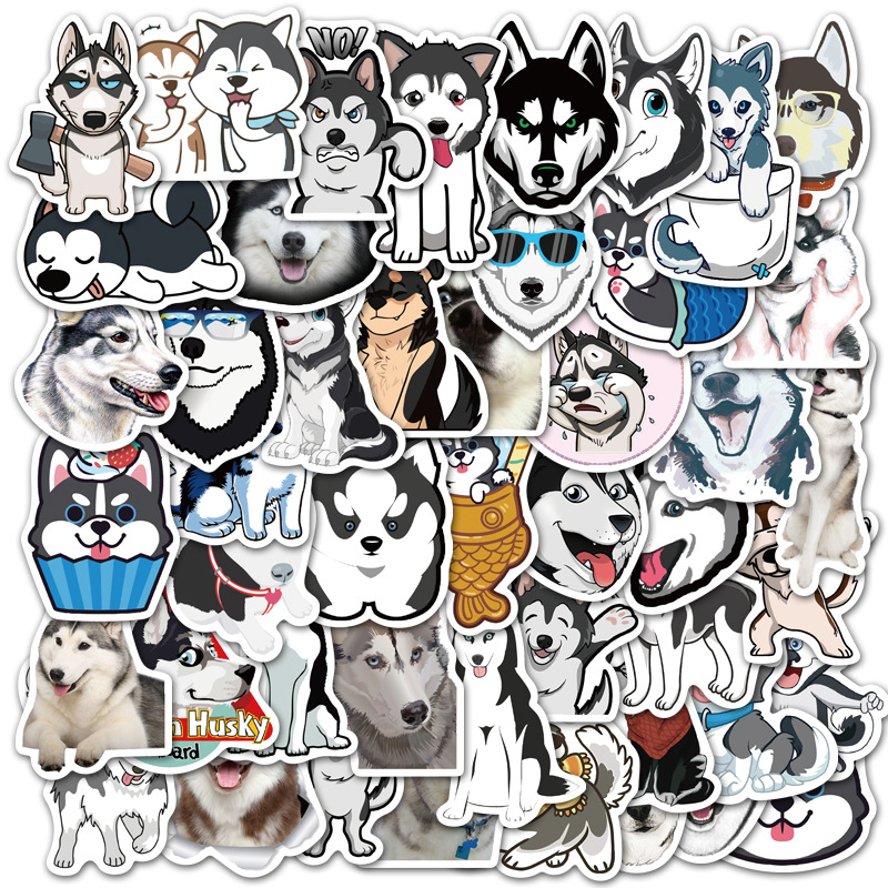 Sticker 50 miếng hình dán Husky