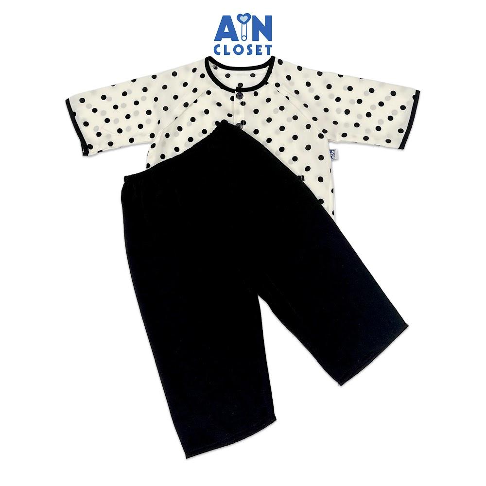 Bộ quần áo Bà Ba Dài tay lỡ bé gái hoạ tiết Bi Đen Lụa trượt - AICDBGSGWO6S - AIN Closet