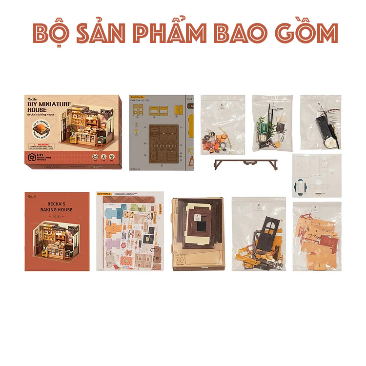 Nhà búp bê gỗ DIY Robotime Rolife | Becka's Baking House DG161 tự lắp ghép - Quà tặng trang trí sáng tạo