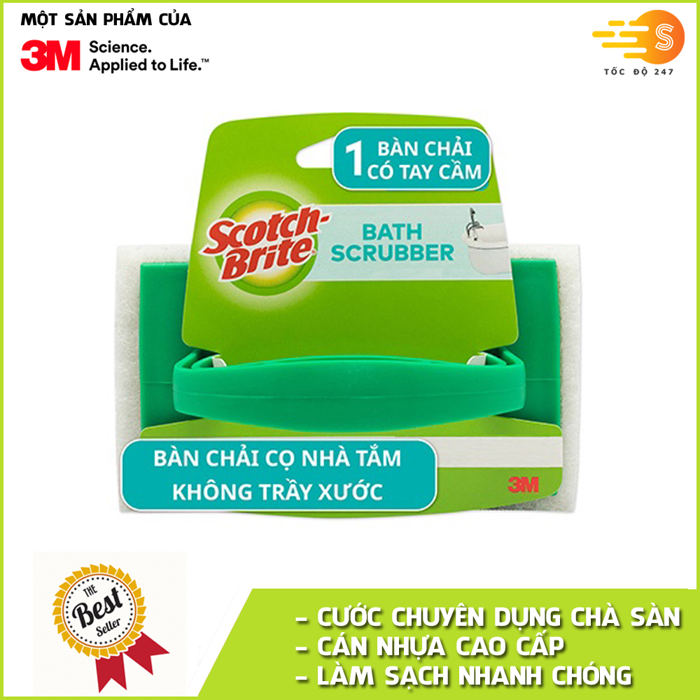 Bàn chải chà sàn siêu sạch không trầy xước Scotch-Brite 3M - Cước xanh 7722 siêu sạch, Cước trắng 7723 không trầy xước, Chà sàn nhà tắm, toilet