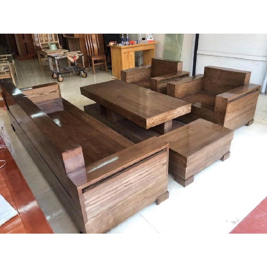 Bàn ghế Phòng Khách bộ đối gỗ sồi phun màu óc cho mẫu 107