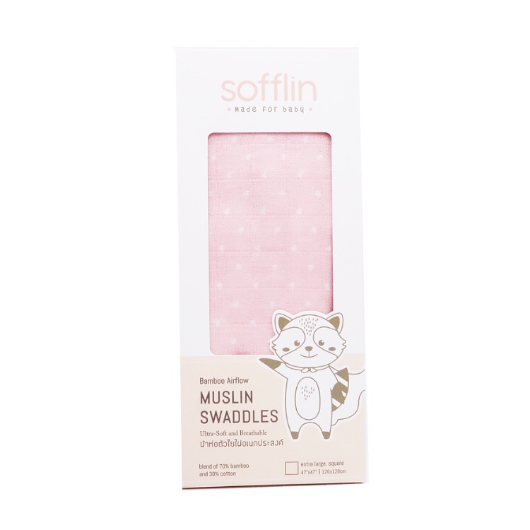 Khăn sợi tre đa năng Sofflin 120x120cm - Dotty Pink