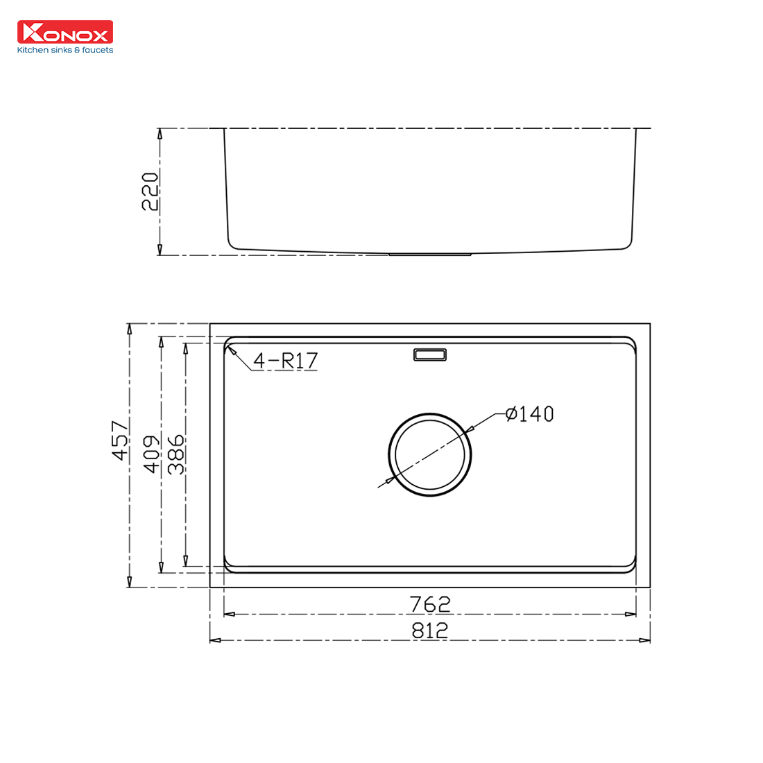 Chậu rửa bát chống xước Undermount Sink KN8146SU Dekor Basic - Bảo hành chính hãng 10 năm