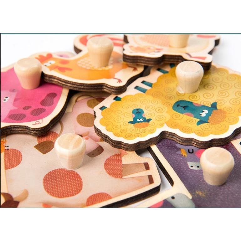 Đồ Chơi Gỗ Bảng Lắp Ghép Âm Thanh Con Vật Sound Puzzle Farm Animals, Đồ Chơi Giáo Dục Cho Bé