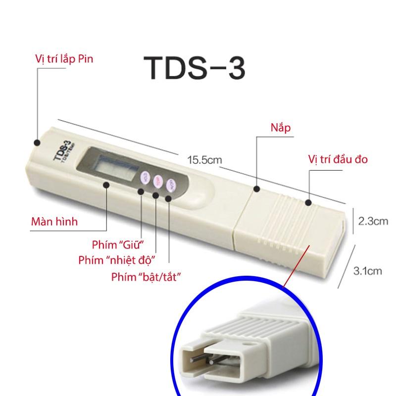 Bút TDS thử nước sạch, Dụng cụ kiểm tra chất lượng nước, độ cứng của nước - Hàng Chính Hãng