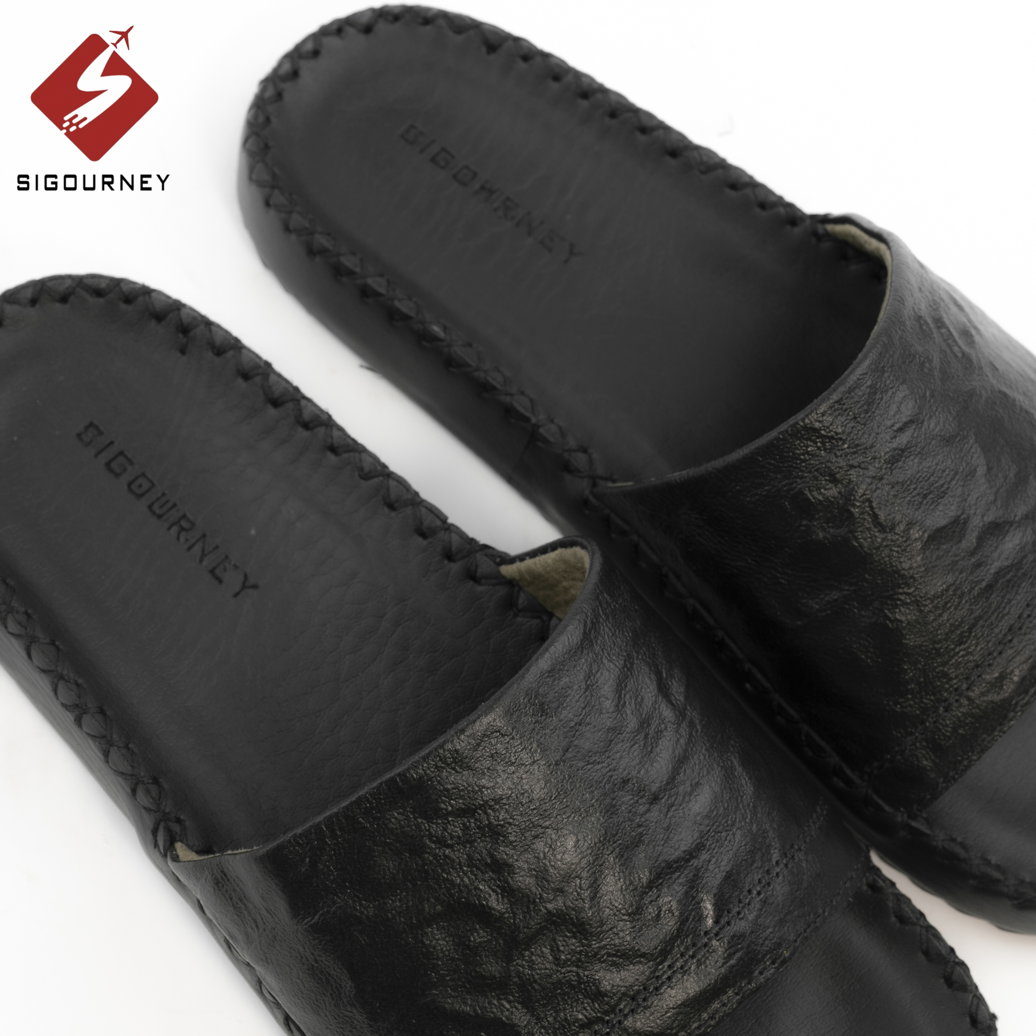 Dép Nam Quai Ngang Da Bò Thật Cao Cấp Đế Khâu Chắc Chắn SIGOURNEY DN-110 Bảo Hành 18 Tháng