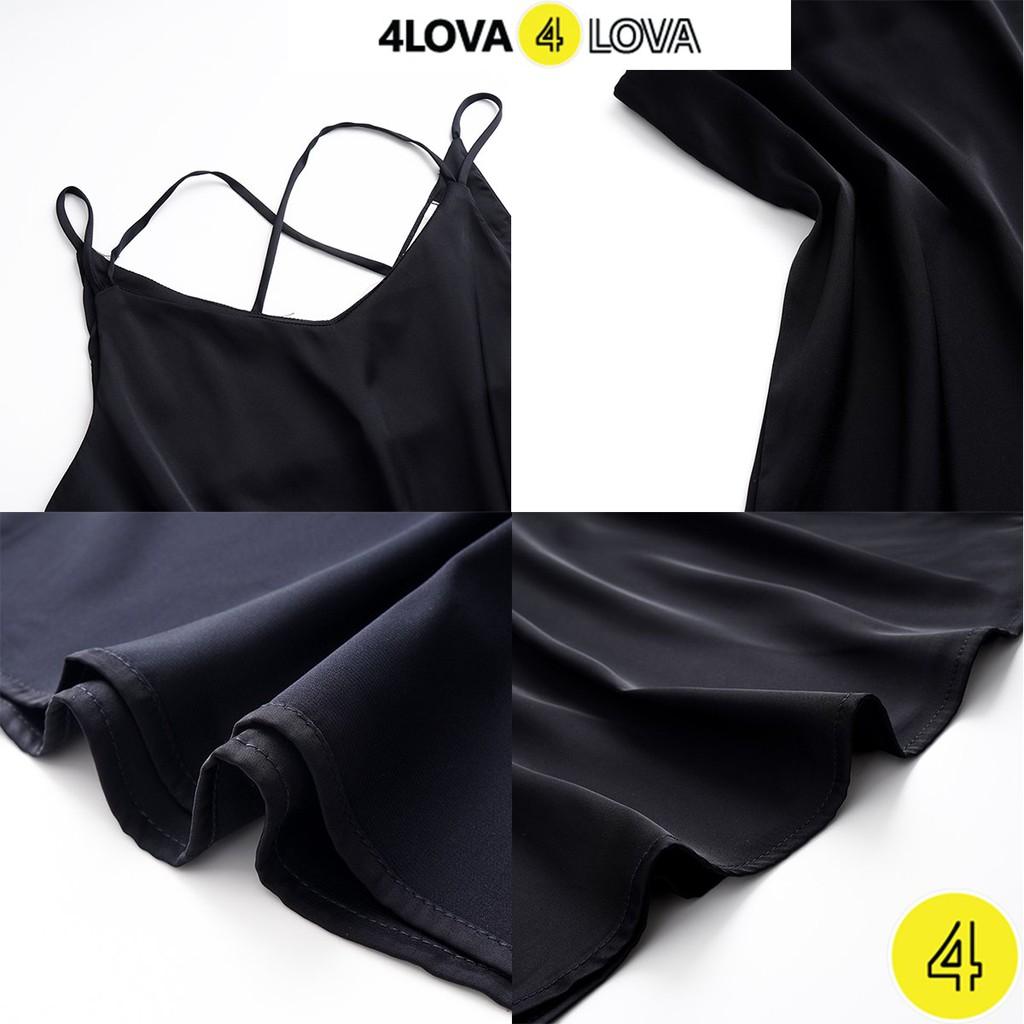 Áo 2 dây trơn vải lụa satin mềm mại 4LOVA thiết kế đan chéo lưng nữ tính