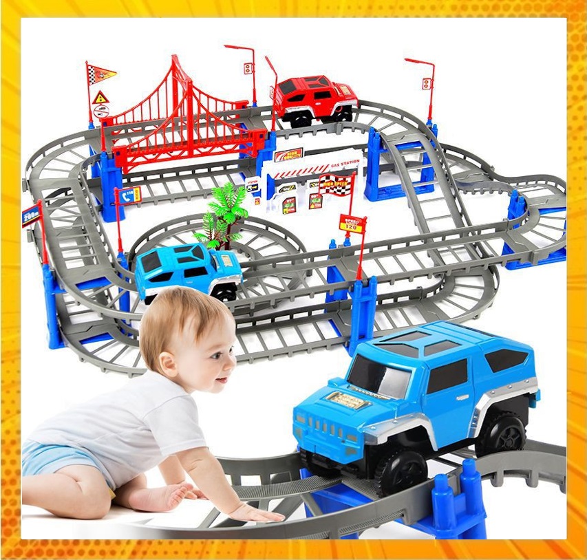 Bộ đồ chơi lắp ráp đường ray ô tô sáng tạo LK84