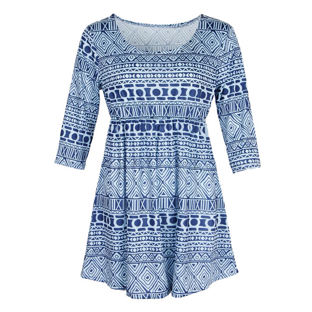 Women's Short Sleeve Scoop Neck Beach Party Loose Striped Mini Sun Dress
