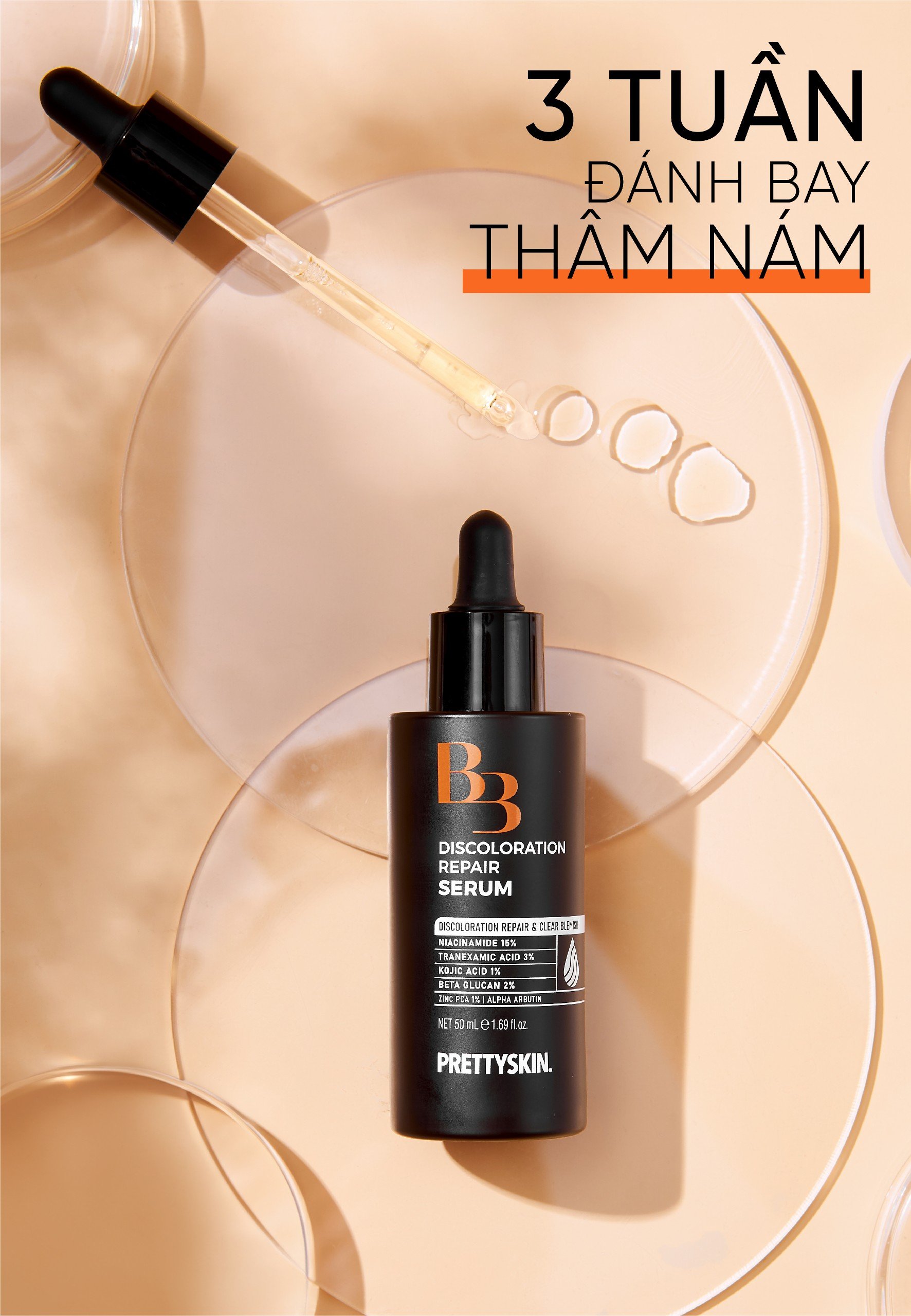 Serum xóa mờ thâm nám, ngừa lão hóa, cấp ẩm và mềm da Pretty Skin B3 Discoloration Repair 50ml