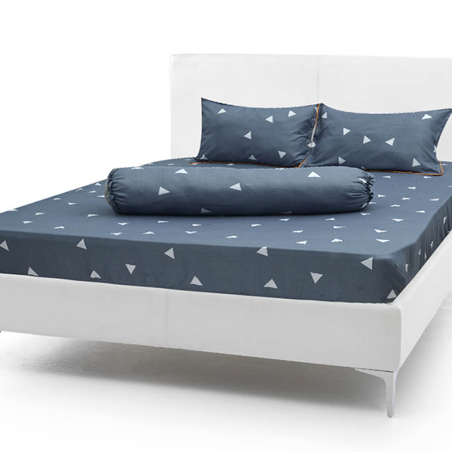 Bộ Drap Cotton Poly Hàn Quốc 1,6 X 2m tam giác - Xám
