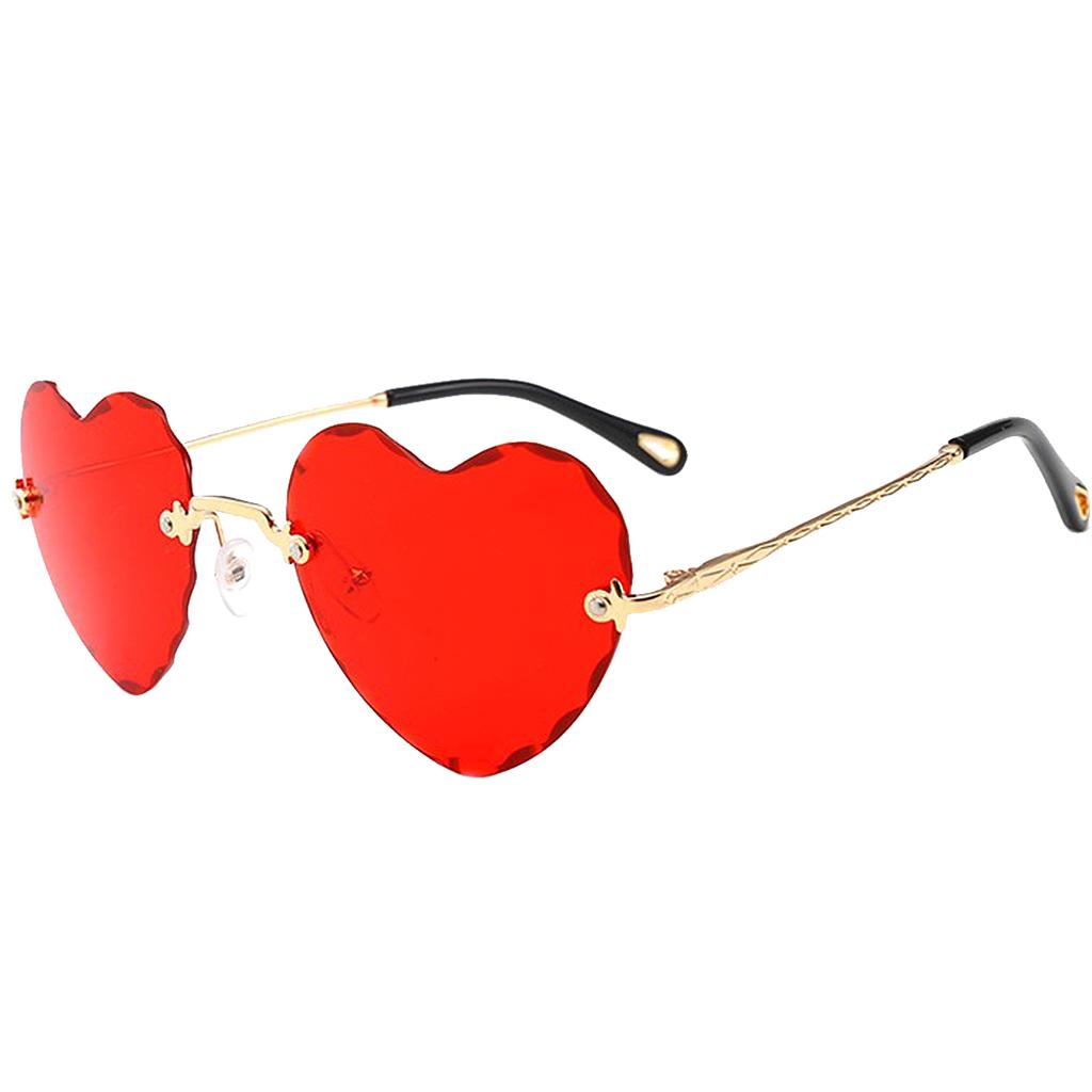 2Pcs Girls Women Gradient Rimless Heart Shape UV400 Protection Sun Glasses