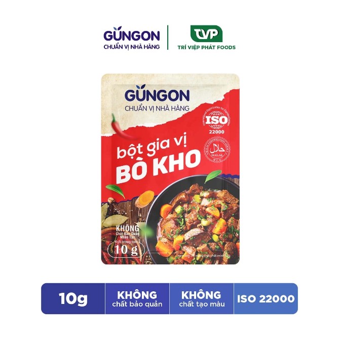 Bột gia vị bò kho GUNGON hoàn chỉnh dùng tẩm ướp nấu bò kho gói 10g