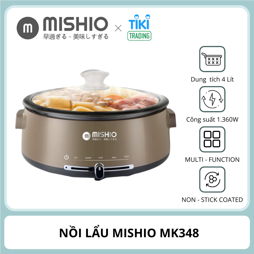 Nồi lẩu điện lòng 4L có thể tách rời Mishio MK348-Hàng chính hãng