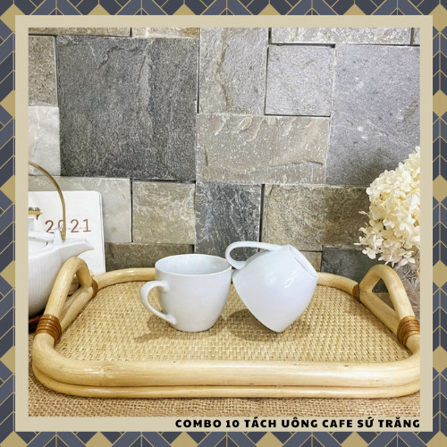 COMBO 10 TÁCH UỐNG CAFE SỨ TRẮNG TRƠN CAO CẤP