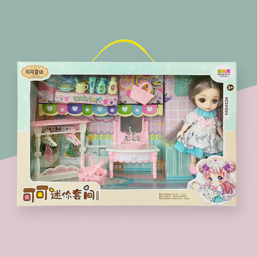 Hộp Búp Bê Loli Cao 15cm 20 khớp có mắt gắn Búp bê Cao Cấp Giường Tủ Phụ Kiện