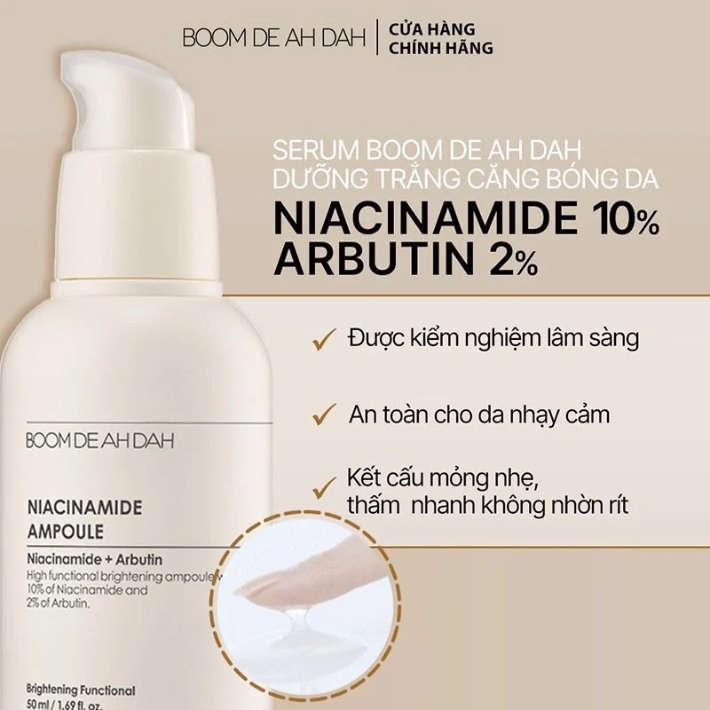 Serum dưỡng trắng da căng bóng giảm mụn BOOM DE AH DAH Niacinamide Ampoule 50ml