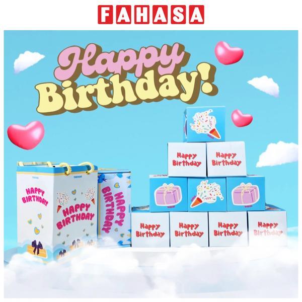 Hộp Quà Tự Bung Happy Birthday - The Kas - Màu Xanh