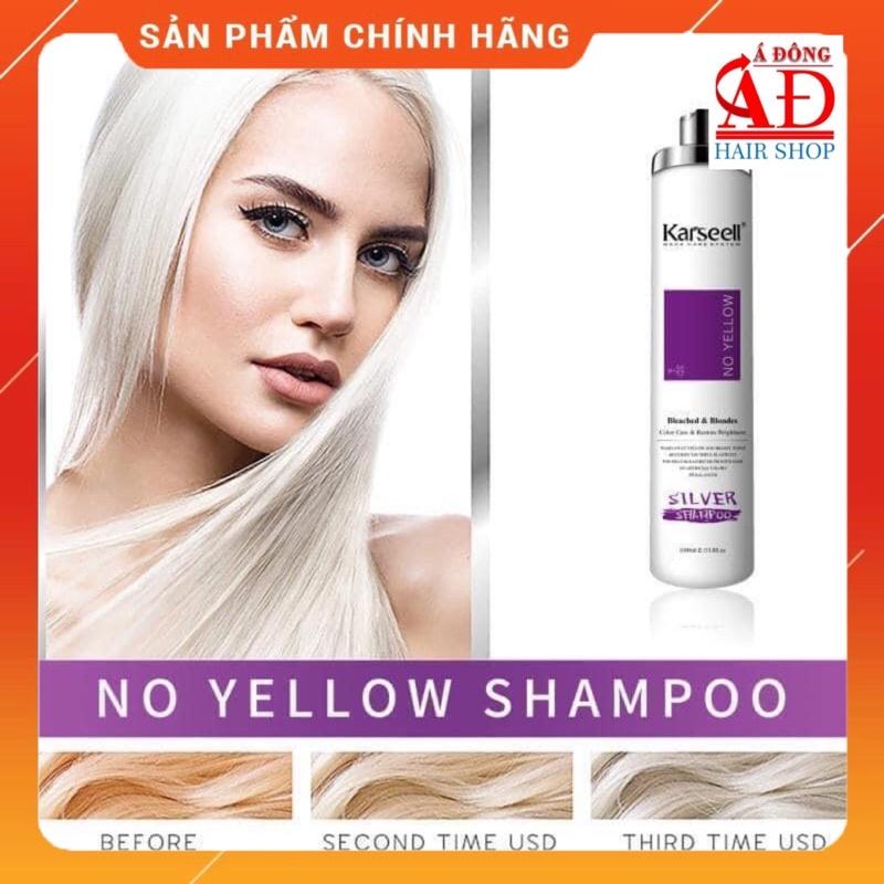 [CHAI TO] DẦU GỘI TÍM KARSEELL NO YELLOW SHAMPOO KHỬ ÁNH VÀNG CHO TÓC TRÂNG BẠCH KIM 1000ML