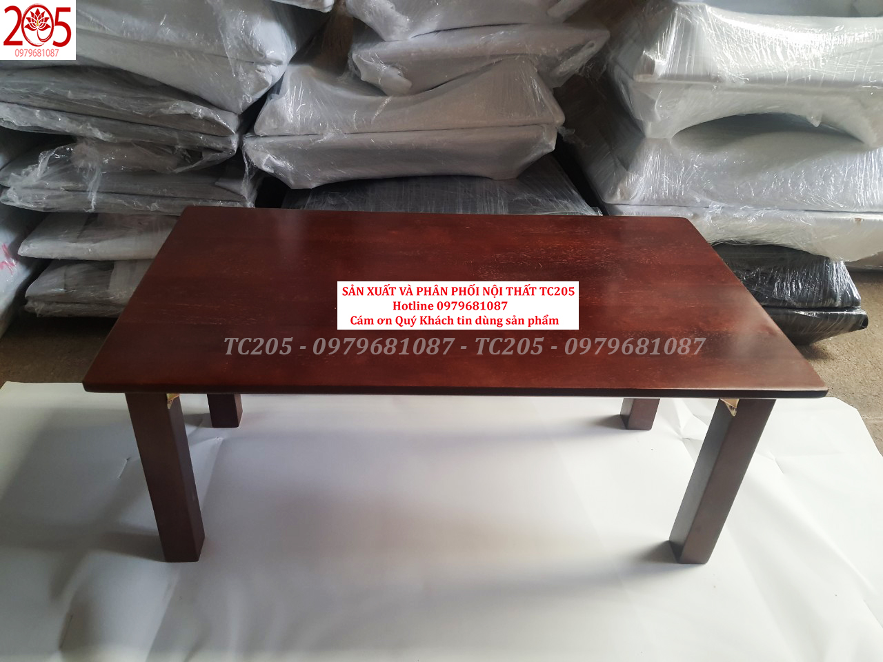 BÀN XẾP CHÂN VUÔNG GỖ CAO SU 70x40x30cm MÀU NÂU - 205TC Folding wooden table