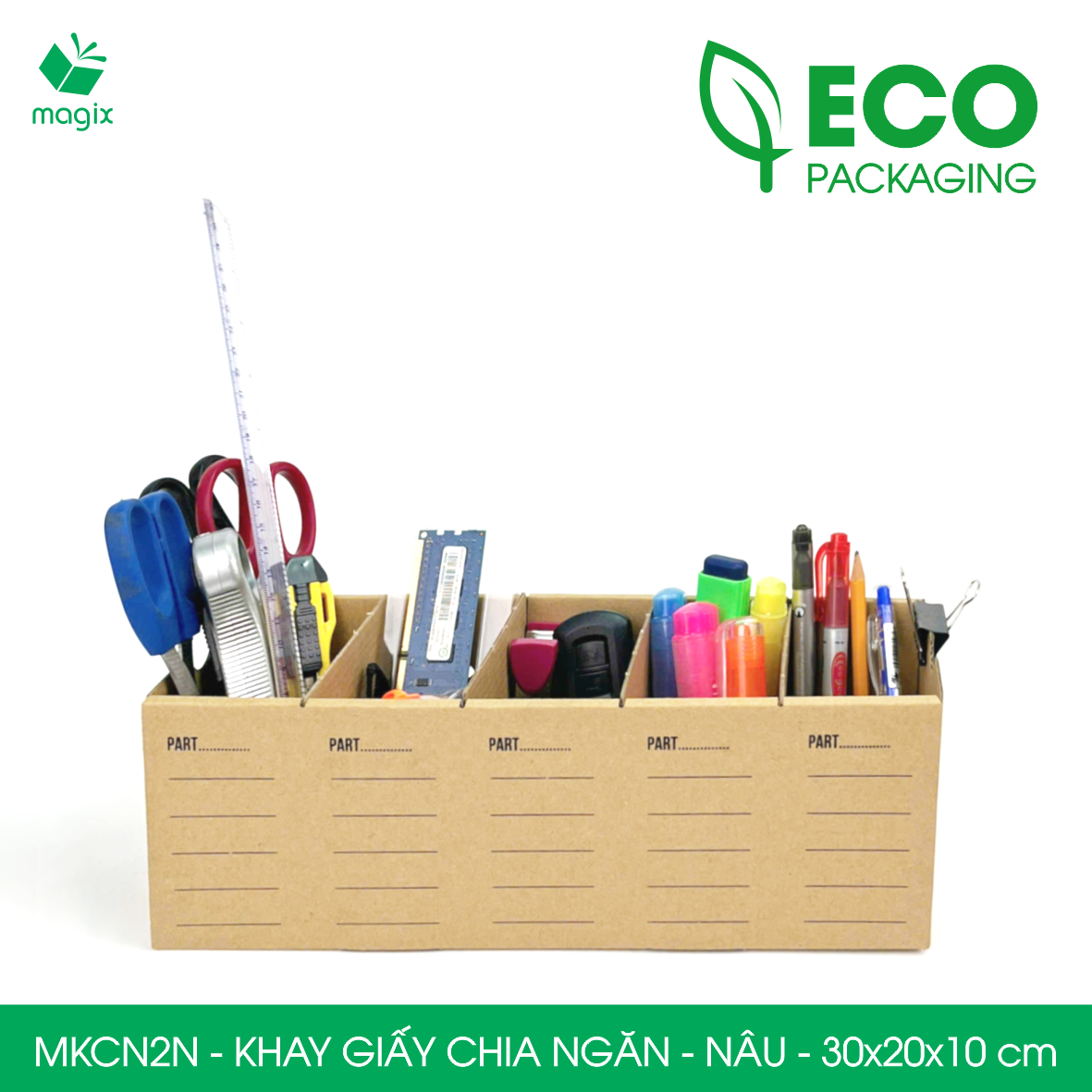 MKCN2N - 30x20x10 cm - 20 khay giấy carton chia ngăn - Khay đựng đồ linh kiện, văn phòng phẩm