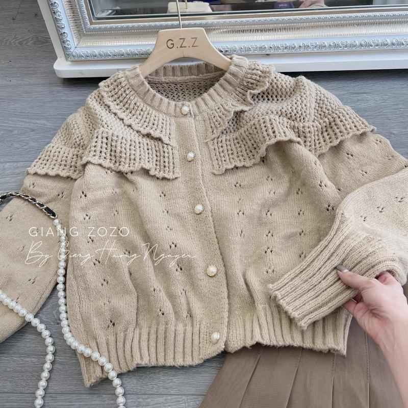 Áo len bèo freesize form đẹp màu be tôn da